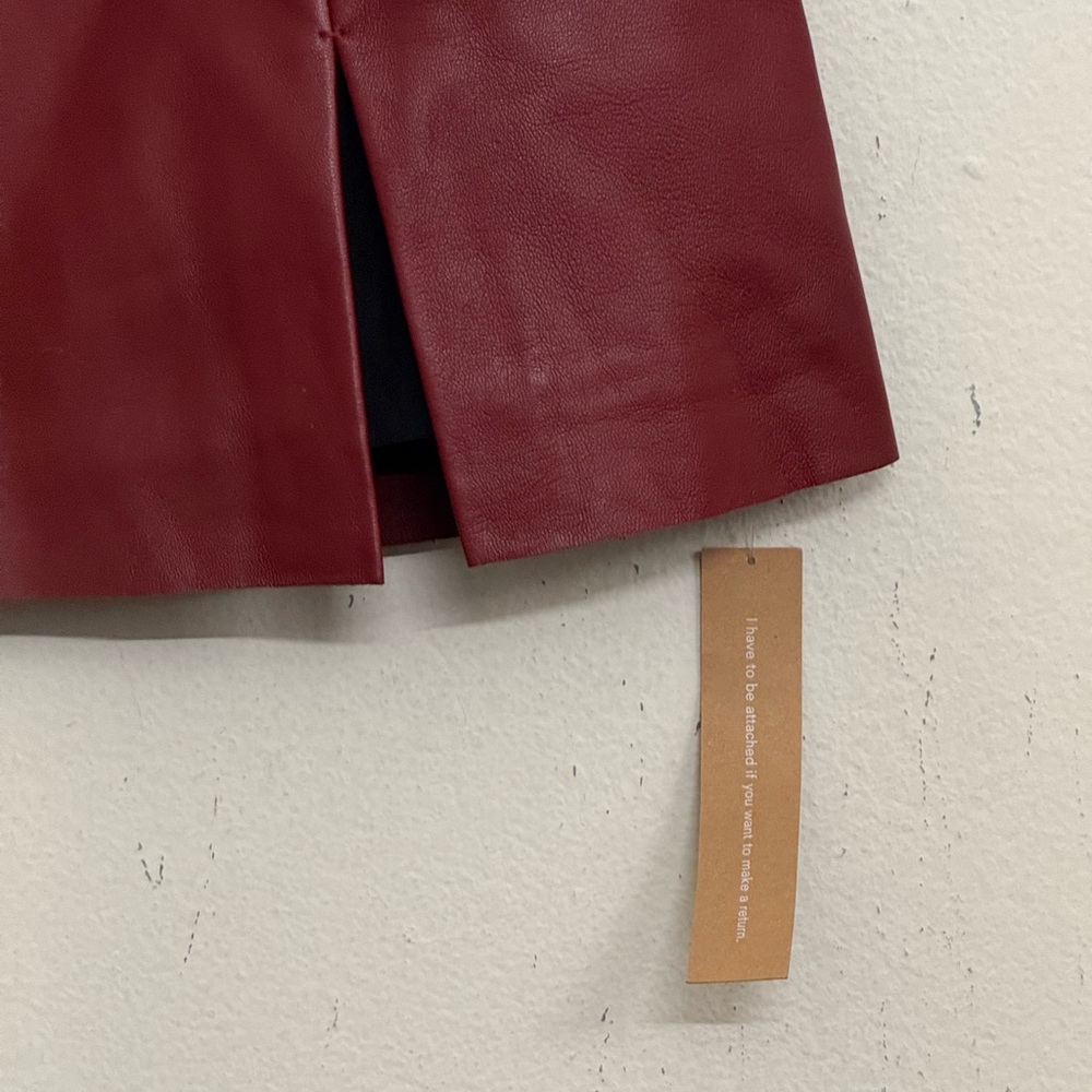 NWT Reformation X Veda Carla Low Waist Leather Skirt in Crimson Size 8 - Picture 5 of 14
